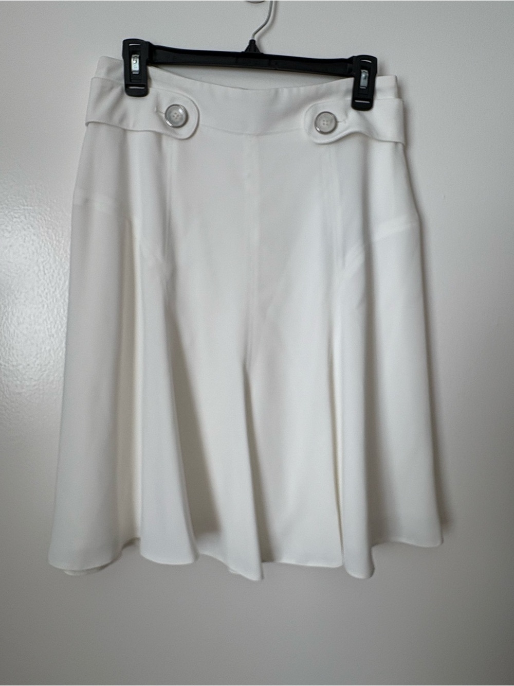 Tahari Cream A-Line Skirt with Button Waist Detail